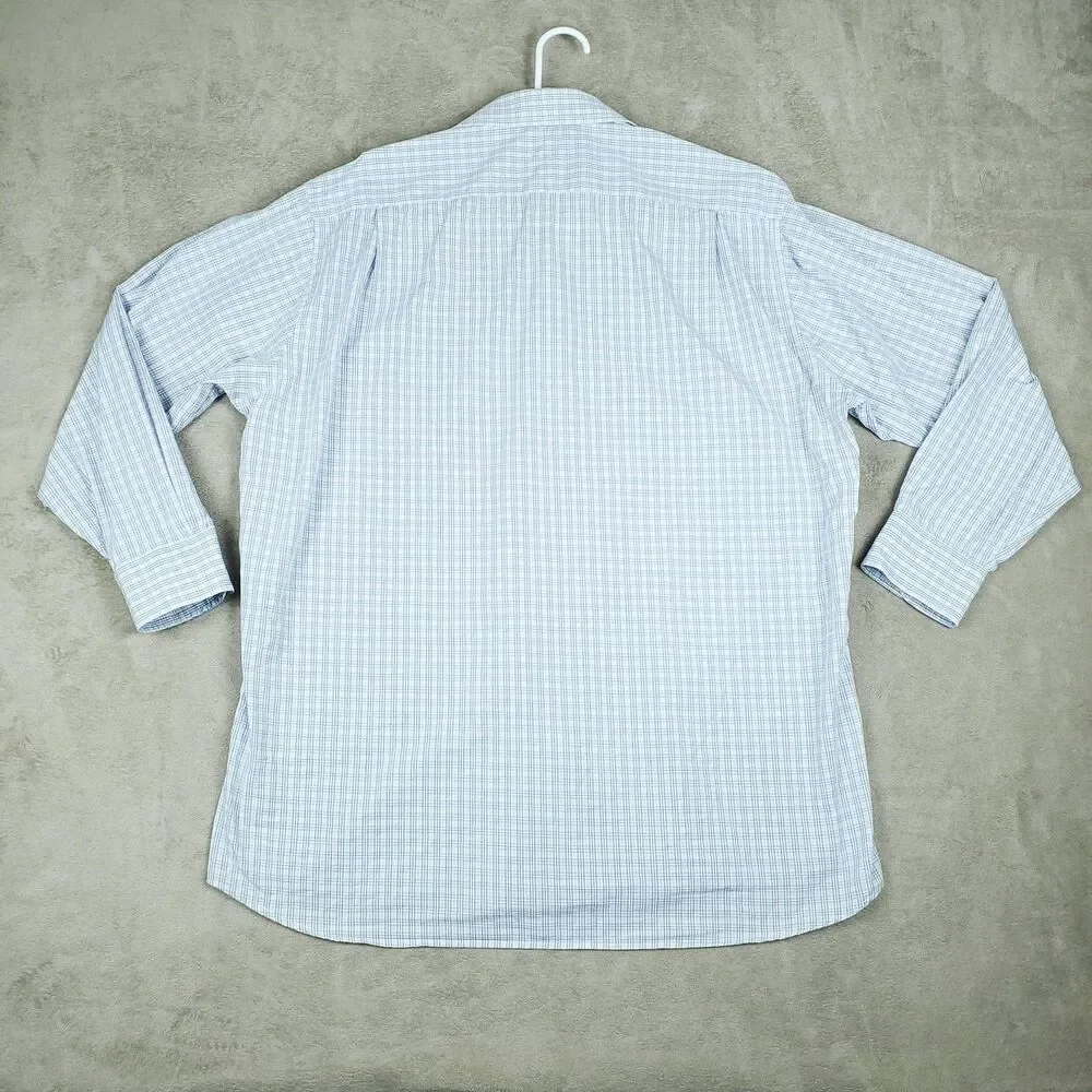 Gitman Bros Dress Shirt Mens 17 34/35 Blue Check Long Sleeve Made in USA